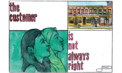 Front page of comic 'The customer isn't always right' by Paul Gent.