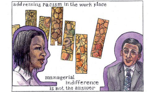 Front page of comic 'Addressing racism in the workplace' by Paul Gent.